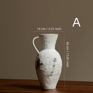 TEMU 1개 수제 젠 화병 - 거친 점토 원통형 화병, 홈 데코, 다실, 러스틱 테이블 센터피스 - 빈티지 젠 스타일 꽃병, 젠 가든, 결혼식, 다도 행사에 적합