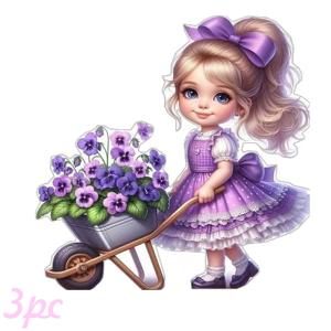 TEMU 3개 세트 보라색 꽃 비닐 다림질 전사 스티커 - 티셔츠, 베개, 백팩용 내구성 세탁 가능 고품질 변색 방지 DIY 열전사 패치 & 꽃 디자인