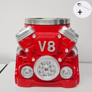 TEMU V8 엔진 모양 스테인리스 스틸 머그 레트로 기계 스타일 커피 머그 자동차 테마 커피 컵 정비사 남자친구 선물 충격 방지 내구성 남성용 머그 아버지의 날 & 크리스마스 선물