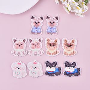 TEMU 귀여운 포메라니안과 비숑 프리제 아크릴 펜던트 DIY 액세서리 10개 세트 - 생동감 넘치는 컬러, 가볍고 내구성 좋은 공예 소품, 애완동물 애호가를 위한 선물 | 게임 스타일 디자인, 목걸이와 귀걸이 제작을 위한 독특한 매력