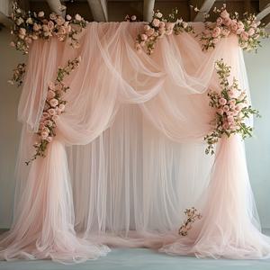 TEMU 우아한 화이트 튤 원단 155cm X 500cm 폴리에스터 네트 튤, 웨딩 아치, 배경, 생일, 배첼러 파티, 천장부터 바닥까지 장식용, 할로윈, 추수감사절, 성 패트릭 데이, 데이
