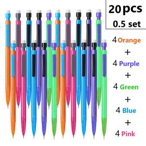 TEMU 20세트 신제품 창의적인 다섯 색상 메커니컬 펜슬, 0.5/0.7mm 필기용 사양 및 고무 끝, 사무실 스케치 및 그림용 문구류 (20개)