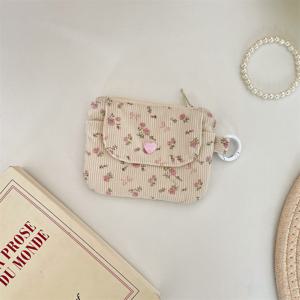 TEMU 귀여운 코듀로이 패턴 지갑, 동전 보관용 카드 홀더. 카드, 신분증, 은행 카드용 지퍼 여성 지갑, 다용도 문서 파우치 기능, 손세탁 가능. 작은 물건과 함께 사용하기 좋은 컴팩트 클러치