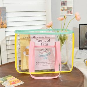 TEMU 1개 토트백, 마카롱 색상, 친구 생일 선물, 대용량 야외 비치 백, 해변 장식, 조개 수납, 제품/메이크업 브러쉬, 휴가 여성용 토트백으로 사용 가능