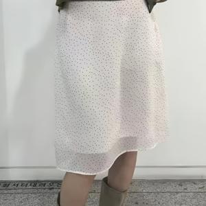 TEMU 한국 스타일 물방울무늬 탄성 허리 스커트 여성 여름용 스몰 다용도 A라인 미디 스커트 화이트 스위트 프렌치 하이웨스트 다용도 미디 스커트
