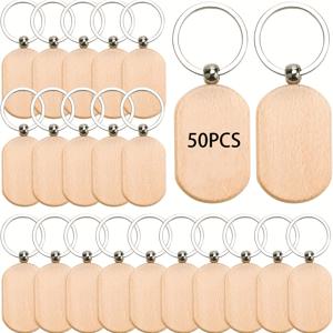 TEMU 원형 비치나무 무지 열쇠고리 50개 세트, 원형 키링, DIY 공예 열쇠고리, 조각 및 페인팅용, 선물, 파티, 열쇠고리 제작용으로 이상적
