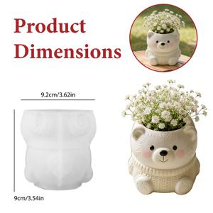 TEMU 귀여운 니트 곰 실리콘 몰드 - 3D 사랑스러운 곰 모양, DIY 공예용, 다육이 화분, 펜꽂이, 화분, 책상 장식용 수지 및 콘크리트 몰드, 석고, 레진 공예용, 곰 모양 몰드를 이용한 선물 만들기에 적합