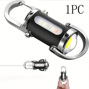 TEMU 3-in-1 휴대용 비상용 보조배터리 및 손전등 키체인, USB-C 충전식, IP65, /캠핑/비상 상황에 적합, 레드/블루 스트로브 라이트, 키체인용 소형 (레이저 없음)
