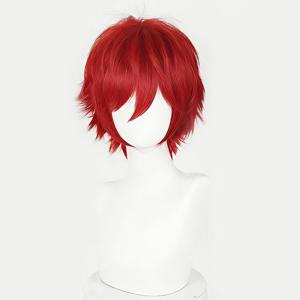 TEMU 스타일리시하고 잘생긴 레이어드 단발 헤어스타일의 12인치 레드 남성용 코스프레 가발, 일상복, 데이트, 새해, 할로윈, 크리스마스, 휴일 의상, 파티 역할놀이용, 풀헤드 가발