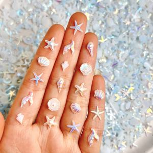TEMU AODADA 인어 꼬리 구슬 & 바다 수지 참 30개 - 워터 블루 인어 테마 DIY 공예품, 조개, 구슬, 인어 꼬리 포함, 네일 아트, 주얼리 제작용, 테마 파티용, 팔찌, 발찌용 수지 액세서리