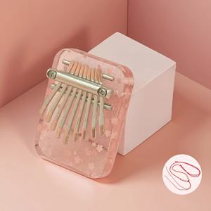TEMU 9키 미니 칼림바 | 고품질 아크릴 뮤직 박스 | 걸이 스트랩 장착, 스쿨백, 키체인 등에 걸 수 있어 크리스마스, 할로윈, 생일 선물로 완벽