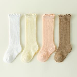 TEMU 4켤레 아기 레이스 트림 긴 양말 여름 메시 통기성 아기 모기장 양말