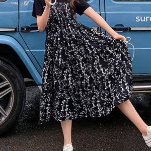 TEMU 여성용 반팔 드레스 - 2-in-1 미디 길이 드레스, 반팔 라운드넥 블라우스, 여름, 오피스, 세미포멀 착용, 논스트레치