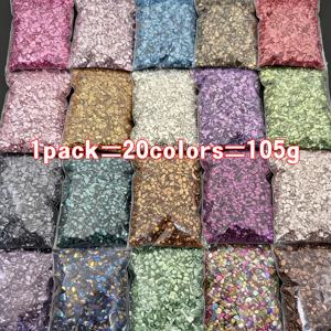 TEMU 105G, 20색, 1-4mm 고품질 불규칙한 분쇄 유리 (레진 아트, 주얼리 제작, 홈 데코 및 꽃병 필러 비즈 & 비즈 모음)