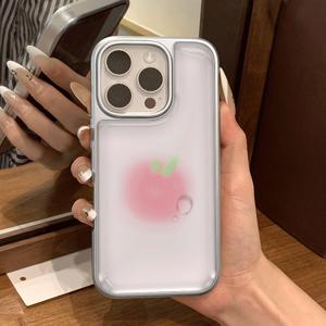 TEMU 휴대폰 케이스 - 부드러운 핑크 피치 바탕색, 은은하고 산뜻한 패턴, 아이폰 17 Pro Max 케이스에 적합하며 아이폰 16 Pro/15/14/13 Pro/12/11과 호환됩니다. 미니멀하고 창의적인 디자인을 특징으로 합니다.