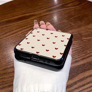 TEMU 휴대폰 케이스 - 삼성 Z Flip3, Z Flip4, W23 Flip, Z Flip5, W24 Flip, Z Flip6, Z Fold2, W21, Z Fold3, W22, Z Fold4, W23, Z Fold5, W24에 적합한 빨간색 하트 모양 패턴 디자인