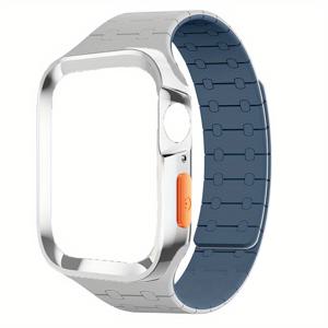 TEMU Apple Watch 시리즈 11 10 Ultra 3 6 5 4 SE용 소프트 마그네틱 밴드 + 케이스 콤보, iWatch 49mm 45mm 44mm 42mm 41mm 40mm 38mm용 교체용 마그넷 시계줄, 사이즈 조절 가능한 초박형 스포츠 시계 밴드 + 케이스