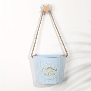 TEMU 1개 올드 레트로 반원형 행잉 세면대 발코니 펜스 걸이형 화분 철제 걸이형 매달린 바구니 걸이형 세면대 걸이형 양동이