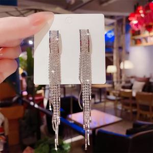 TEMU 우아하고 아름다운 긴 곡선형 광택 귀걸이, 고급 파티용 장식 귀걸이