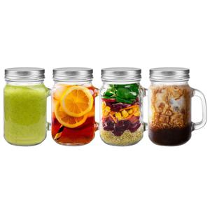 TEMU 4개 500ml/16oz 유리 메이슨 병 (뚜껑 & 손잡이 포함) | 오버나이트 오츠, 스무디, 맥주 & 칵테일 재사용 가능 | 보관 & 파티 답례품 용기 | 식기세척기 사용 가능