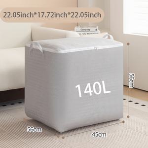 TEMU 대형 접이식 수납 가방, 튼튼한 패브릭 정리함 상자 (플립형 디자인), 옷장 또는 캐비닛에 옷 보관에 적합, 공간 절약, 접이식, 중성적인 장식 액세서리, 안전한 지퍼 잠금, 침대 밑 수납