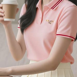 TEMU MILANO 레터 로고 프린트 여성용 티셔츠, 데일리 출퇴근 및 아웃도어용 패셔너블 캐주얼 Y넥 반팔, 봄/여름 휴가 스타일, 어머니의 날 성숙한 캐주얼 여성 상의