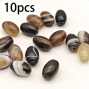 TEMU 천연석 마노 타椭圆형 구슬 8x12mm 10개, DIY 주얼리 제작용 루즈 비즈, 목걸이, 팔찌, 귀걸이, 휴대폰 고리, 열쇠고리, 가방 고리 및 기타 수공예 액세서리용