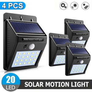 TEMU 4개 세트 태양광 야외조명, 20 LED 벽등, 모션센서 보안등, 3가지 조명 모드, 태양광 벽등, 정원, 울타리, 마당, 데크, 차고, 상업용 조명에 이상적