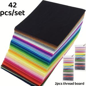 TEMU 42개 세트, 부드럽고 생생한 멀티컬러 펠트 부직포 20cm x 30cm 40개, 공예용 21색 재봉 키트 2개 포함