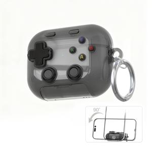 TEMU 헤드폰용 투명 게임 콘솔 모양 케이스, Airpods Pro 3/Pro 2/4 호환
