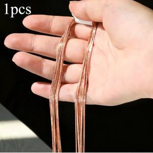TEMU A 로즈 골드 남녀공용 스테인리스 스틸 원형 뱀 체인 목걸이, 2mm 폭, 우아하고 고급스럽게, 가볍게 목을 장식, 및 데이트와 같은 다양한 상황에 적합, 캐주얼 외출에 필수품, 훌륭한 선물 선택