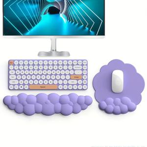 TEMU 2개 인체공학적 마우스 패드 (손목 받침 및 키보드 손목 받침 포함), 컴퓨터 키보드용 메모리폼 손목 받침, 간편한 타이핑, 게이밍, 사무실, 노트북용 마우스 패드 손목 지지대
