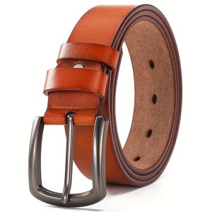 TEMU 핸드메이드 고급 두 겹 소가죽 벨트 남성용 벨트 남성용 바늘 버클 벨트 레트로 패션 내구성, 청바지 캐주얼 팬츠와 잘 어울리며 업무, 비즈니스, 스포츠에 적합한 선택 확대 및 연장 버전
