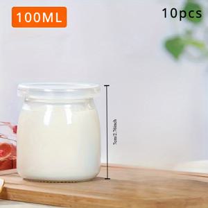 TEMU 10개입, 뚜껑 포함 유리 요거트 용기 - 식품 안전 주방 디저트 용기, 내열 푸딩 컵, 가정 요리 주방 도구, 이상적인 휴일 선물