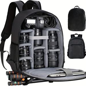 TEMU ZoeRui 카메라 보관 가방, DSLR/SLR 미러리스 카메라 백팩, 노트북 수납칸이 있는 비디오 드론 보관 가방, 사진 촬영용 백팩, , Canon, Nikon에 적합한 보호 케이스