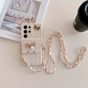 TEMU 폰 케이스: 솔리드 컬러 로마스 보우 카드 홀더 끈 크로스바디 백 갤럭시 S20 S21 S22 S23 S24 S25 노트20 FE 플러스 울트라 풀바디 방탄 소프트 보호 커버