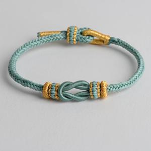 TEMU 1개 모샹리 핸드메이드 비즈 팔찌 - 골드톤 액센트, 빈티지/에스닉 스타일, 나일론 코드, DIY 주얼리 & 행운의 비즈, 사계절 선물용, 팔찌용 비즈