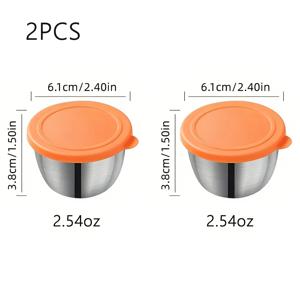 TEMU 2개/4개입, 뚜껑 포함 소스 컵, 2.54Oz 재사용 가능한 소스 용기, 누출 방지 페 뚜껑, 스테인리스 스틸 소스 컵, 샐러드 드레싱 용기, 피크닉 여행용 커트러리, 학교 점심 도시락, 주방 용품, 식당 용품에 적합