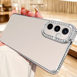 TEMU 휴대폰 케이스 - 투명 베젤 글리터 반짝이 충격 방지 폰 케이스, 삼성 Galaxy A13 A14 A15 A13 A52 A52S A53 A54 A55 S23 S24 S25 호환