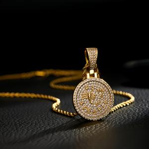 TEMU 1개 구리 인레이드 골드 도금 힙합 별자리 펜던트 목걸이, 여성 및 남성용, 양자리 펜던트, 304 스테인리스 스틸 로프 체인, 23.6인치 (약 60cm)