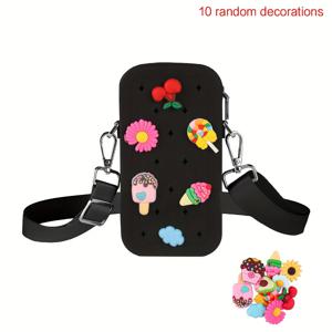 TEMU 여성용 스몰 크로스백 (랜덤, 장식품 10개) 미니 폰백, 핸드백, 숄더백, 휴대폰 지갑, 캐주얼 데일리 미니백 - 폰스트랩 - 지퍼 잠금 - 해변 휴가용 - 여행용