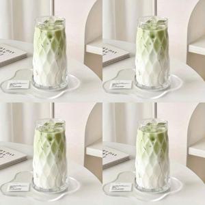 TEMU 카플란 4pcs 무광 유리컵 세트, 여름과 겨울용 홈드링웨어, 심플한 투명 냉음료 주스 아이스 아메리카노 라떼 커피컵, 선물 - 추수감사절, 할로윈, 크리스마스