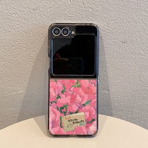 TEMU 휴대폰 케이스 - 5440원 에너지 파우더 플라워 투명 블랙 패턴 TPU 충격 방지 폰 케이스 (삼성 갤럭시 Z 플립 7용), 삼성 갤럭시 Z 플립 7 시리즈와 호환, 슬림하고 가벼운 디자인으로 전체 보호 제공