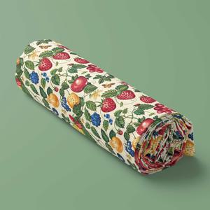 TEMU 1개 39 X 59인치 (100 X 150cm) 농촌 스타일 과일 프린트, 딸기, 블루베리, 포도, 사과 및 기타 과일이 특징이며, 녹색 잎, 작은 꽃, 나비와 함께, 산뜻하고 생생함, 100% 폴리에스터 원단