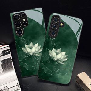 TEMU 휴대폰 케이스 - 라인 로터스 패턴 폰 케이스, 삼성 갤럭시 S9+/S10/S20+/S20 울트라/S21 5G/S21+/S22/S23 플러스/S24 플러스/S25/S25 엣지/노트 9/노트 10/노트 10+/노트 20/노트 20 울트라에 적합, 낙하 방지 강화 유리 보호 커버