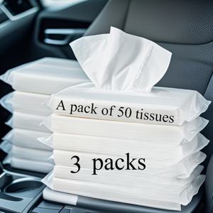 TEMU 3팩 (150매/박스) 차량용 티슈 - 2겹 부드러운 종이, 염료 무첨가 일회용 티슈, 차량 트렁크 청소용, 위생적이고 휴대용 - 가성비 팩