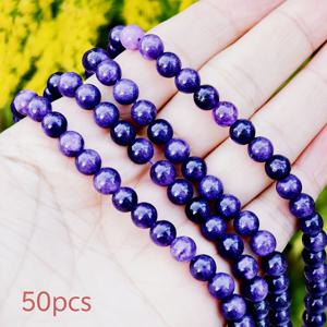 TEMU 6/8/10mm 천연 자수정 라운드 비즈 - DIY 주얼리 제작에 적합한 깊은 보석, 목걸이, 팔찌, 귀걸이용 핸드크래프트 비즈 - 선물, 내구성 있는 자수정 팔찌 & 목걸이 비즈