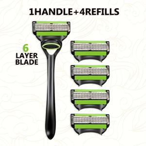 TEMU 1핸들+4개/8개/16개, 6단계 수동 면도기, 남성용 안전 면도기, 건식 및 습식 겸용, 세척 쉬움, 재사용 가능, 클래식 페이셜 케어 세트