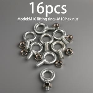 TEMU 16개 M6/M8/M10 아이볼트 세트 (헥스너트 포함), 헤비듀티 스레드 메카니컬 숄더 아이볼트, M6 M8 M10, 너트 패스너용 하드웨어 링 아이볼트