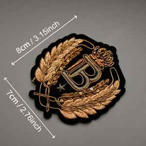 TEMU 핸드 자수 왕관 & 월계수 비즈 & 스팽글 장식 - DIY 공예, 의류, 가방, 모자용 - 3D 글자/왕관/월계수 자수가 있는 검정 패브릭, 핸드/머신 스티치, 크리스마스, 졸업식, 백투스쿨 이벤트용
